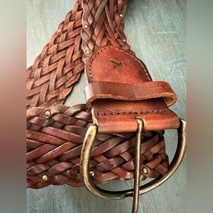 Vintage American Eagle Outfitters Leather Woven belt with small metal accents